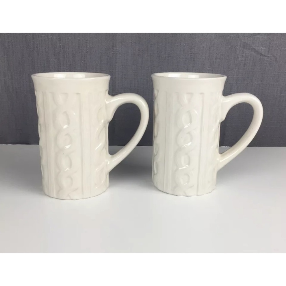 Bay Island Cable Knit Sweater Cups Coffee Set of 2